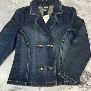 NWT! GYMBOREE  Blue Double-Breasted Jean Jacket, size M (7-8)